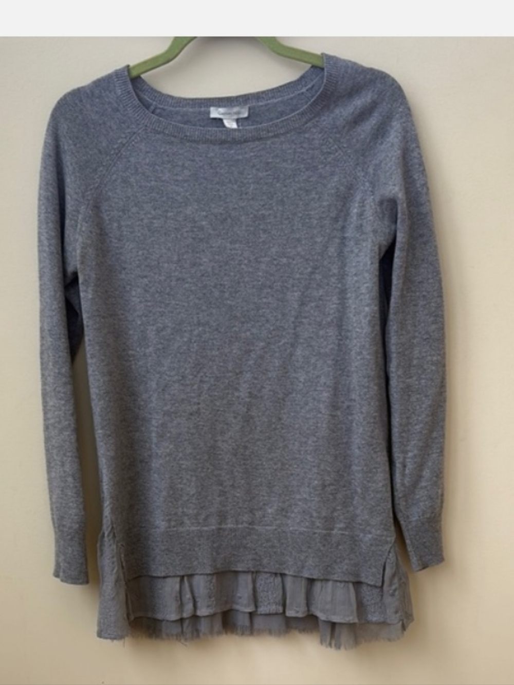 On Hold Garnet Hill Cashmere Ruffle Sweater S